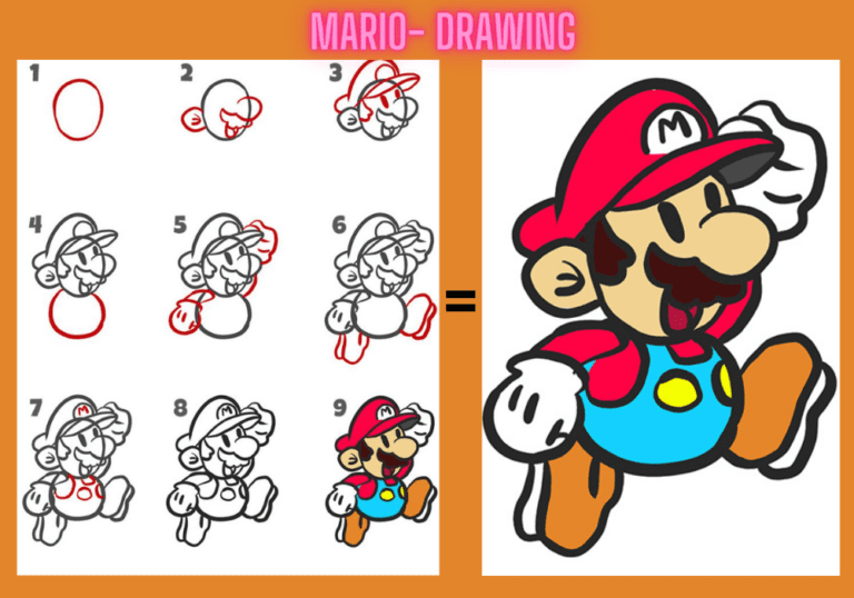 Mario Drawing Free Tutorial (Ful Body)-2024 Update
