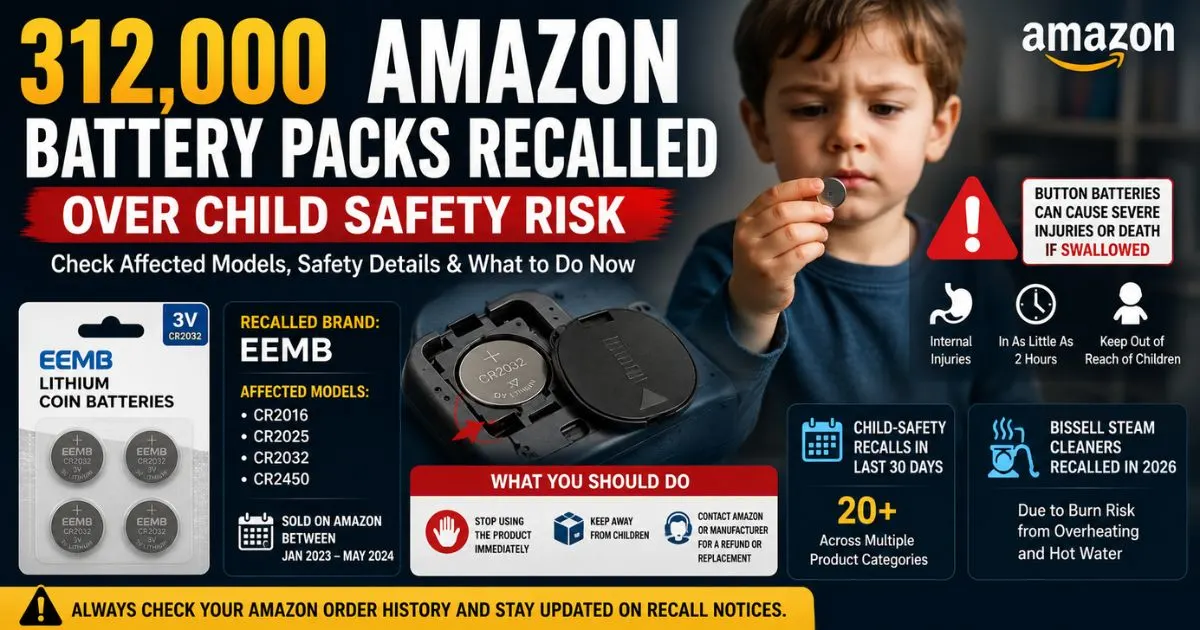 Amazon Recalls 312,000 Battery Packs Over Child Safety Risk